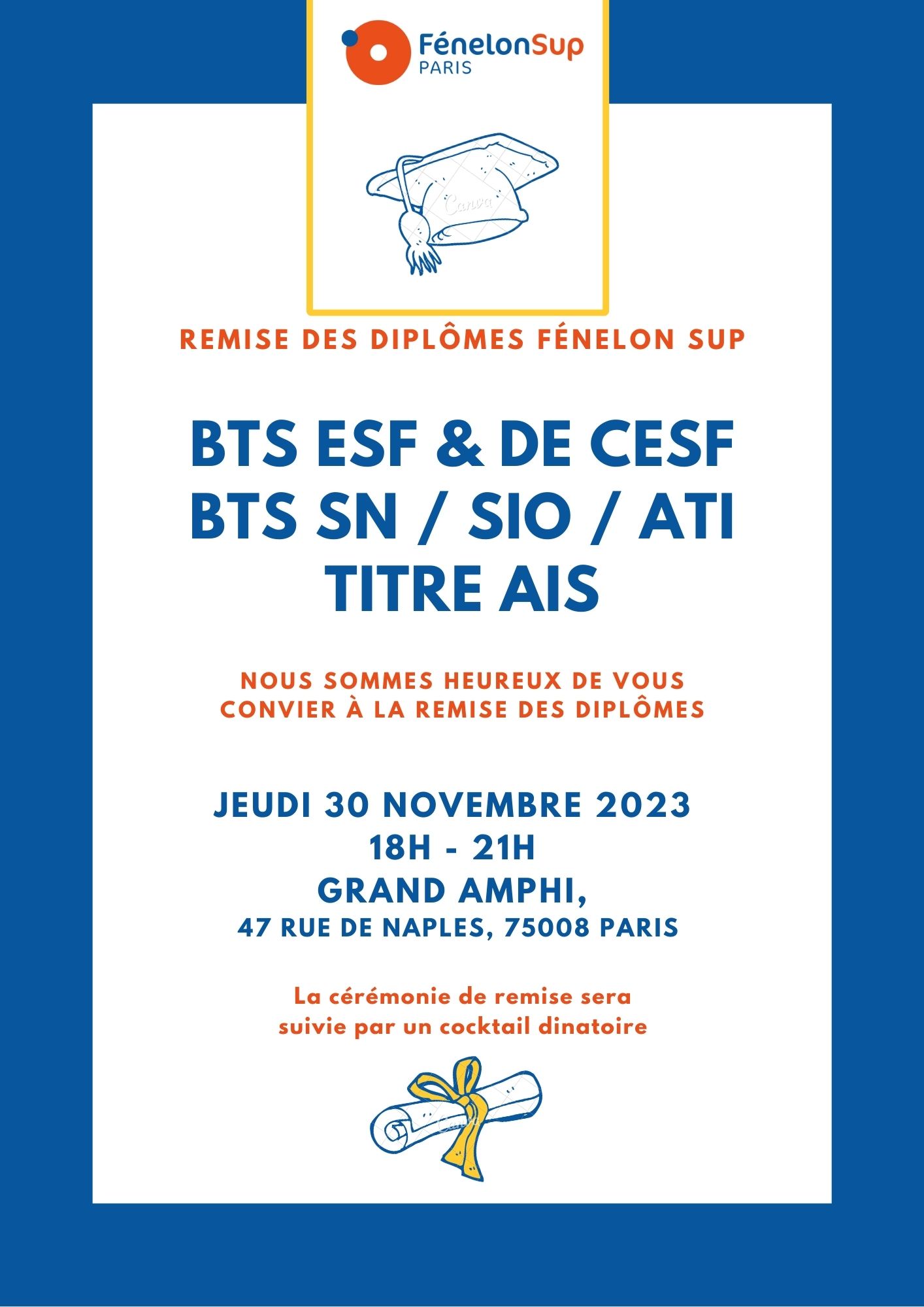 Remise des diplômes Promotion 2023 - Fénelon Sup Paris